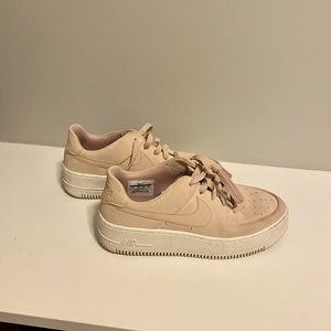 Women Nike air forces suede light pink/nude color size 8!